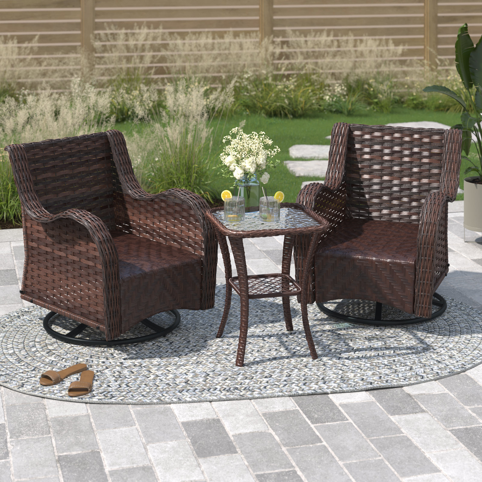 Beachcrest Home Mehara 3 Piece Rattan Seating Group Reviews Wayfair